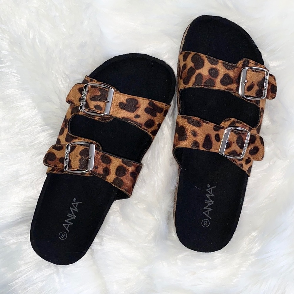 Leopard Print Slip On Sandals - Picture 2 of 6
